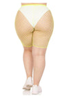 Leg Avenue Plus Size Industrial Net Biker Shorts - 1x-2x - Yellow