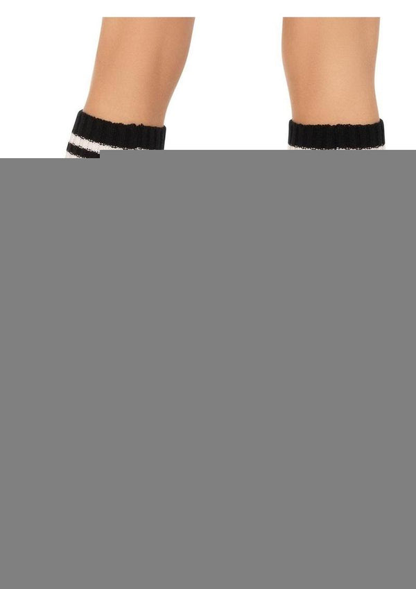 Leg Avenue Ribbed Stirrup Leg Warmers with Athletic Stripe