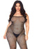 Leg Avenue Seamless Crochet Net Spaghetti Strap Bodystocking - Black - Plus Size/Queen