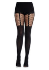 Leg Avenue Seamless Opaque Garter Illusion Tights with Net Thigh Detail
