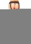 Leg Avenue Sheer Thigh High with Backseam and Lace Garter Belt - Black - Plus Size/Queen - 2pc