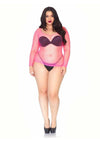 Leg Avenue Spandex Long Sleeved Industrial Net Shirt - Pink - 1x-2x
