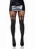 Leg Avenue Spandex Opaque Cross Pantyhose with Sheer Thigh Accent - Black - One Size