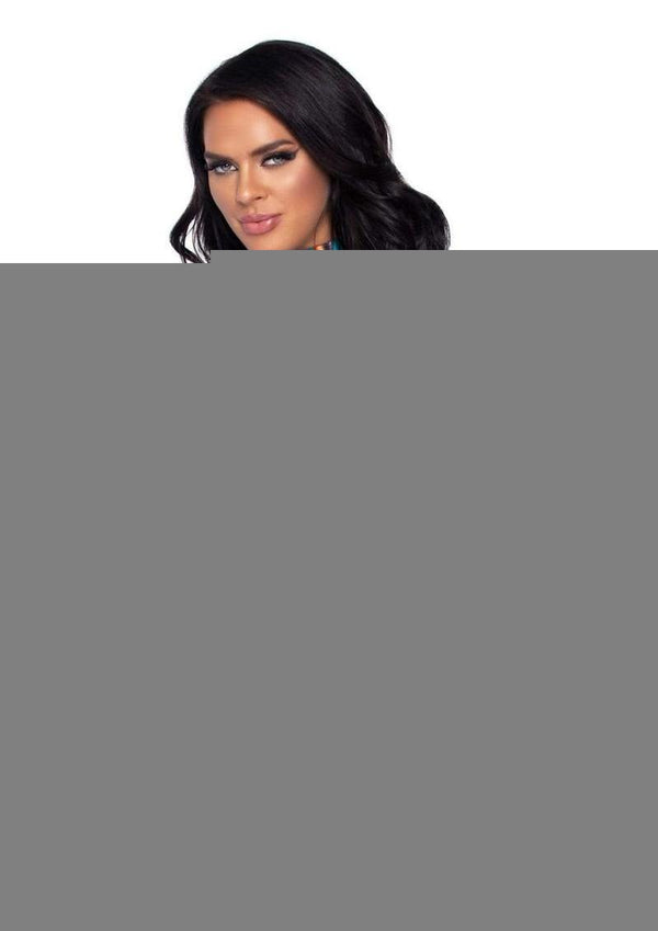 Leg Avenue Striped Fishnet Bikini Top, G-String Panty, and Long Sleeved Crop Top - Multicolor - One Size