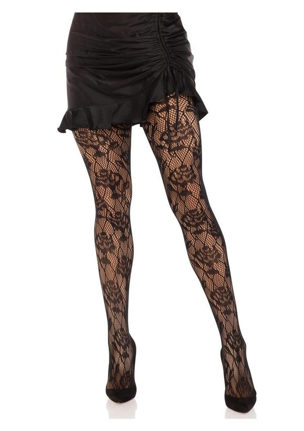 Wild Rose Net Tights - Black - One Size
