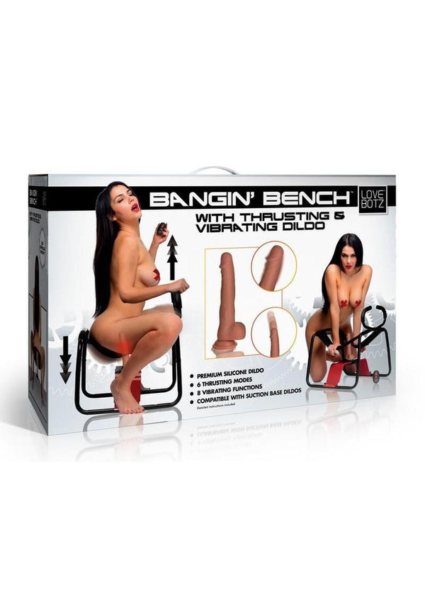 Lovebotz Bangin' Bench with Thrusting and Vibrating Dildo - Black