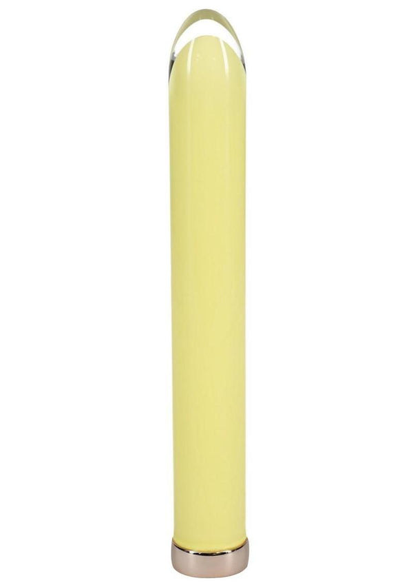 Loveline Sparkle Rechargeable 10 Function Glass Vibrator - Yellow - 6.3in