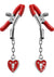 Master Series - Crimson Tied Charmed Heart Padlock Nipple Clamps - Red