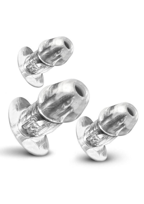 Master Series Dicked Hollow Anal Plug - Clear - 3 Piece/Set