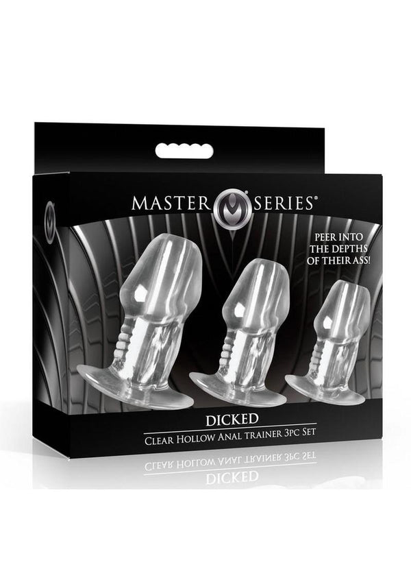 Master Series Dicked Hollow Anal Plug - Clear - 3 Piece/Set