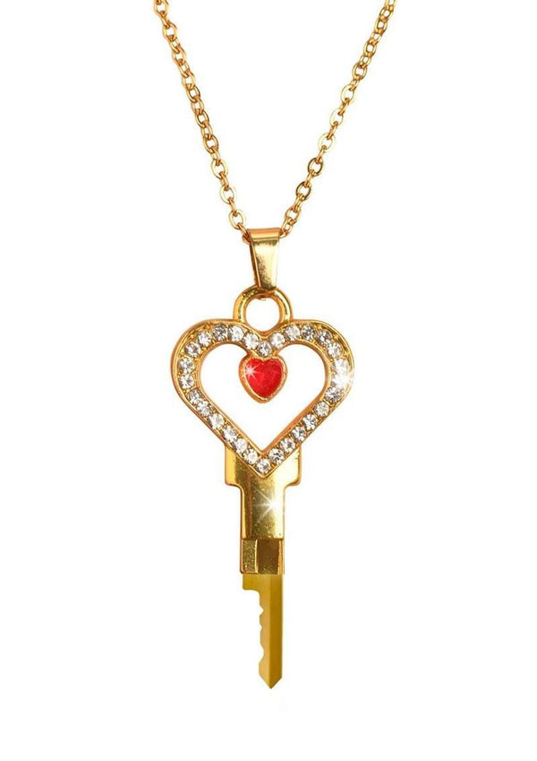 Master Series Possession Chastity Key Necklace - Gold/Red