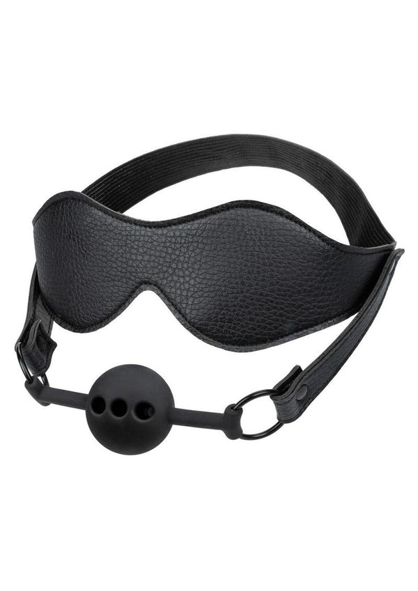 Nocturnal Collection Eye Mask and Breathable Ball Gag - Black