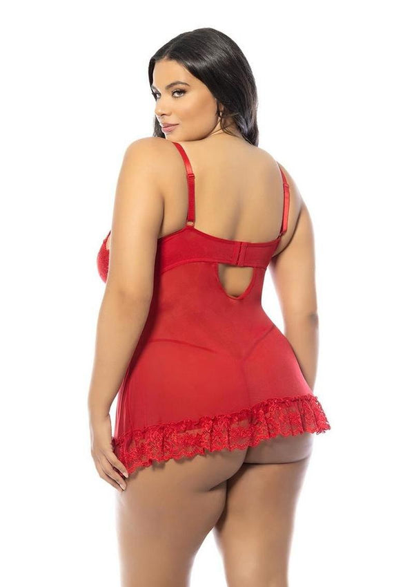 Oh LA LA Cheri Valentine Babydoll Plus - Red - Queen/XLarge/XXLarge