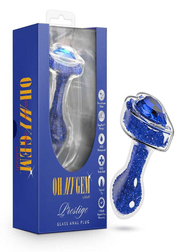 Oh My Gem Prestige Glass Anal Plug - Blue