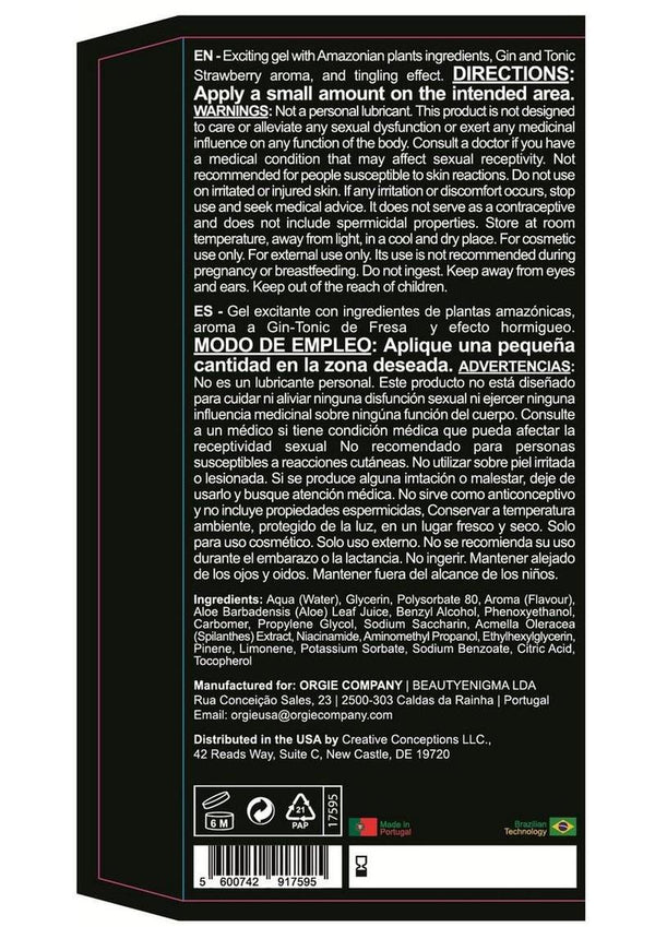 Orgie Dual Vibe Kissable Liquid Vibrator Gel - Strawberry Gin and Tonic