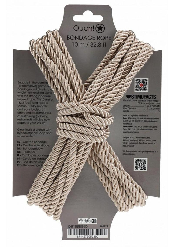 Ouch Bondage Rope 10 Meter Nylon - Gold