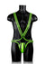Ouch! Bonded Leather Full Body Harness - Black/Glow In The Dark/Green - Large/XLarge