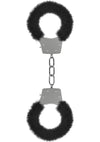 Ouch! Pleasure Furry Handcuffs - Black/Metal