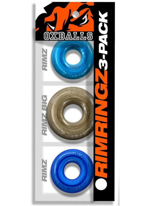 Oxballs Rimringz Multi Size Cock Rings (3 Pack) - Cool - Blue