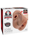 Pdx Plus Double Pounder Vibrating Squeeze Stroker - Pussy and Ass - Caramel