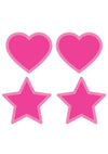 Peekaboo Glow In The Dark Hearts and Stars Pasties - Glow In The Dark/Hot Pink/Pink