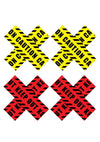 Peekaboos Caution X Pasties - Red/Yellow