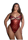 Playboy Shimmer Bunny Teddy - Black/Red - XXLarge