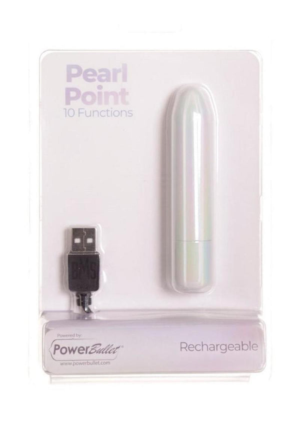 Powerbullet Pearl Point Rechargeable Bullet - Pearlescent - White
