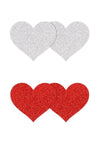 Pretty Pasties Glitter Hearts - Red/Silver