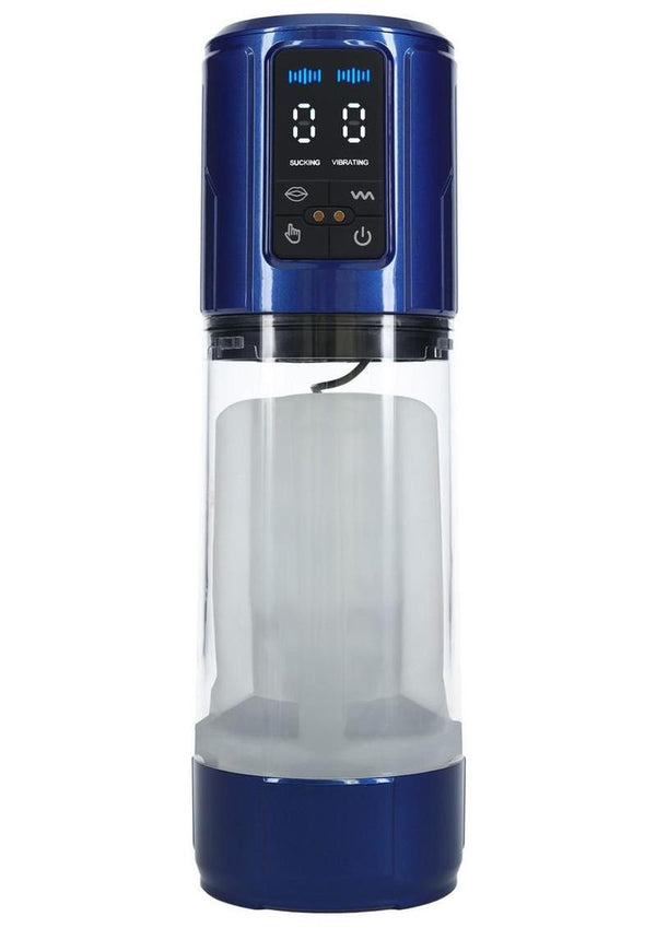 Pumped Ultralift 10 Function Rechargeable Masturbator - Metallic - Blue