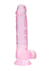 Realrock Crystal Clear Dildo with Balls - Pink - 8in