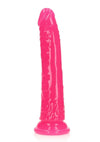 Realrock Slim Glow In The Dark Dildo with Suction Cup - Glow In The Dark/Pink - 8in