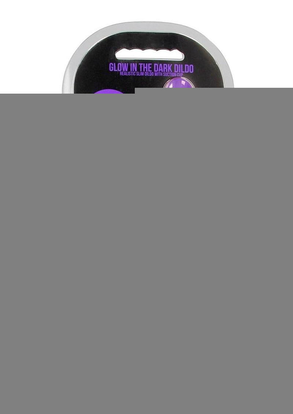 Realrock Slim Glow In The Dark Dildo with Suction Cup - Glow In The Dark/Purple - 9in
