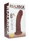 Realrock Ultra Realistic Skin Vibrating Rechargeable Curved Dildo - Chocolate - 6in