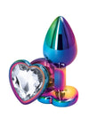 Rear Assets Multicolor Heart Anal Plug - Clear/Multicolor - Small