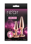 Rear Assets Tapered Trainer Chrome Plated Anal Plugs Kit - Rose Gold - 3pc/Set