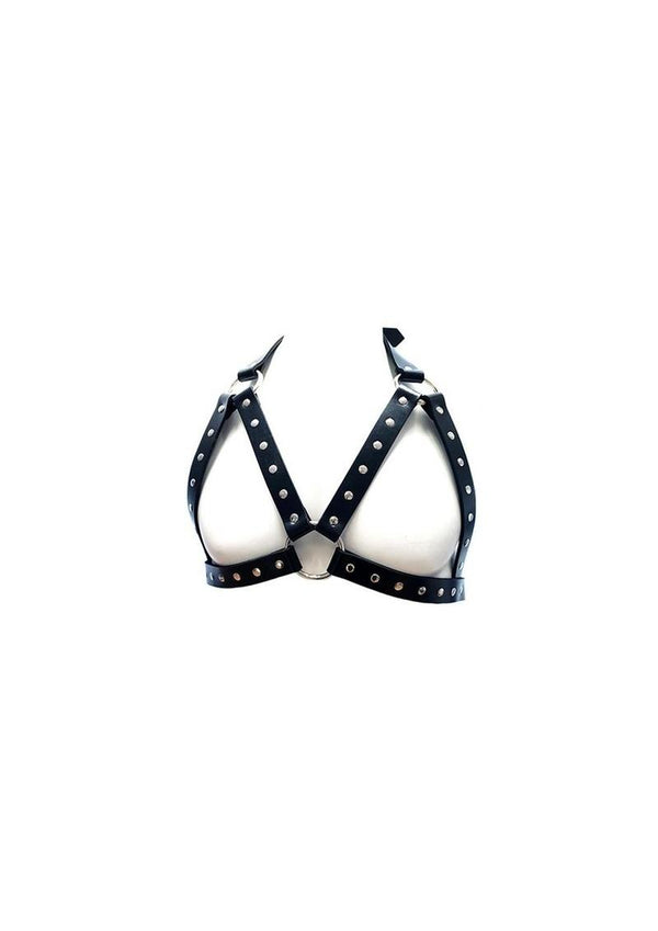 Rouge Leather Adjustable Female Chest Harness - Black
