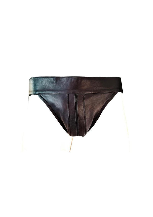 Rouge Leather Zip Jocks - Black - XLarge