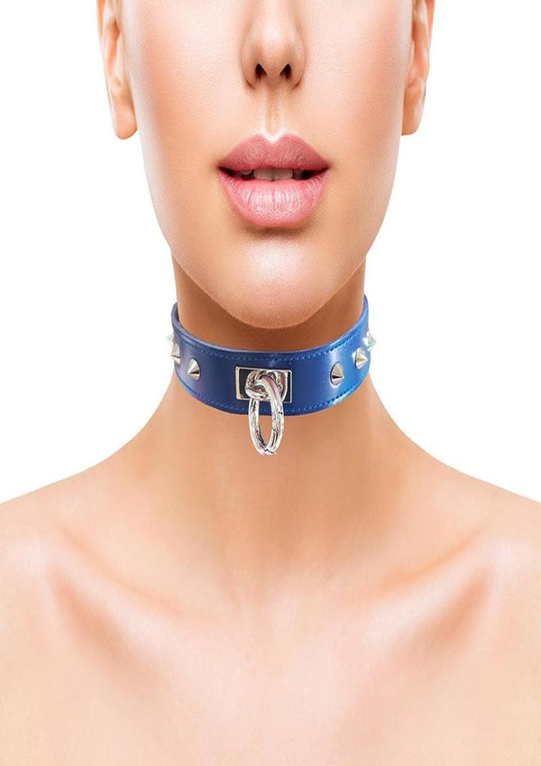 Rouge O Ring Studded Adjustable Leather Collar