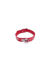 Rouge O Ring Studded Adjustable Leather Collar - Red