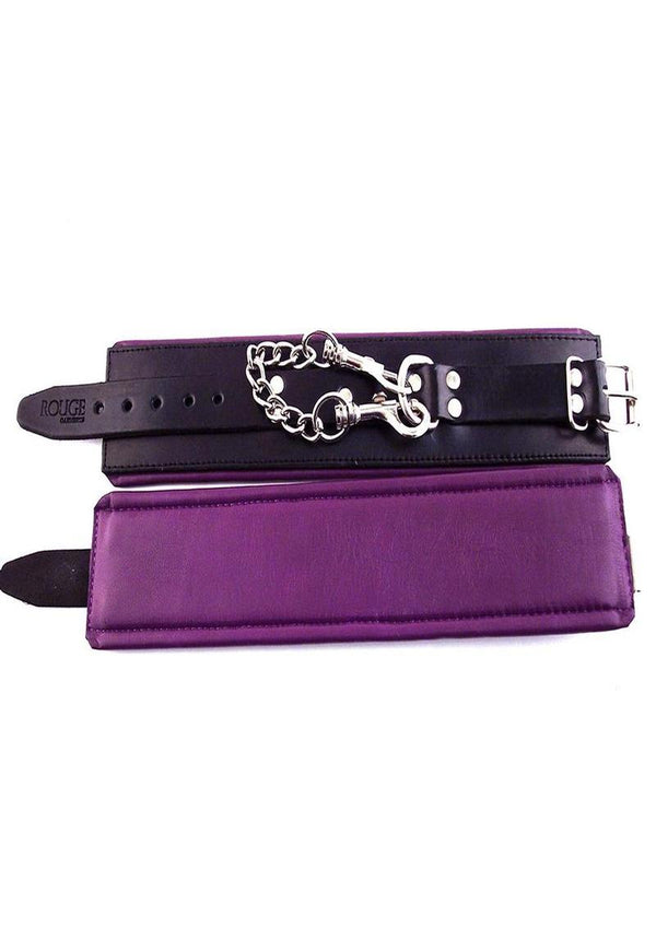 Rouge Padded Leather Adjustable Ankle Cuffs - Black/Purple