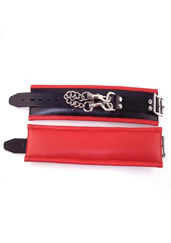 Rouge Padded Leather Adjustable Ankle Cuffs