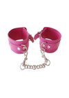 Rouge Plain Leather Adjustable Ankle Cuffs - Pink