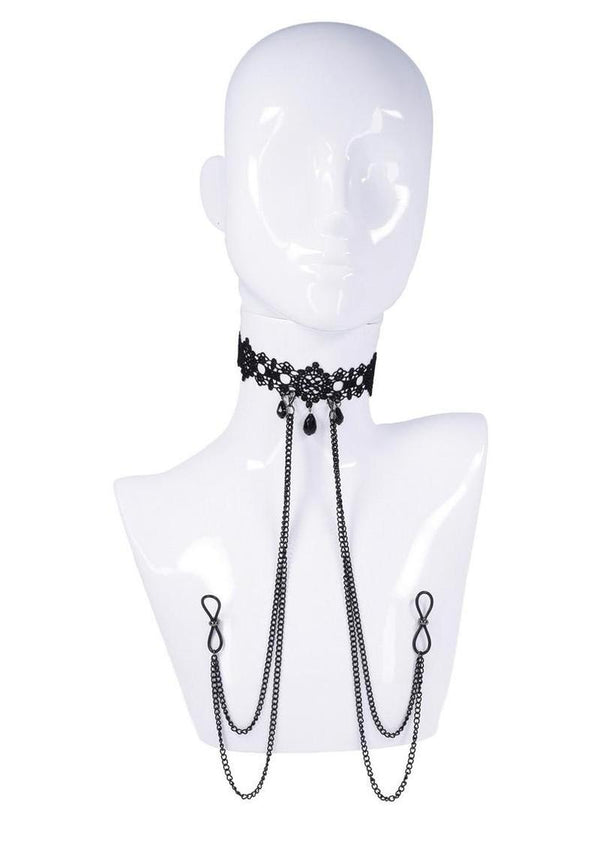 Sex and Mischief Lace Collar with Nipple Ties