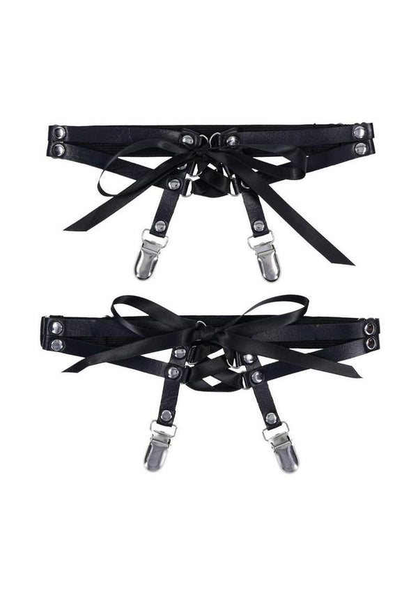 Sex and Mischief Laced Up Garters - Black