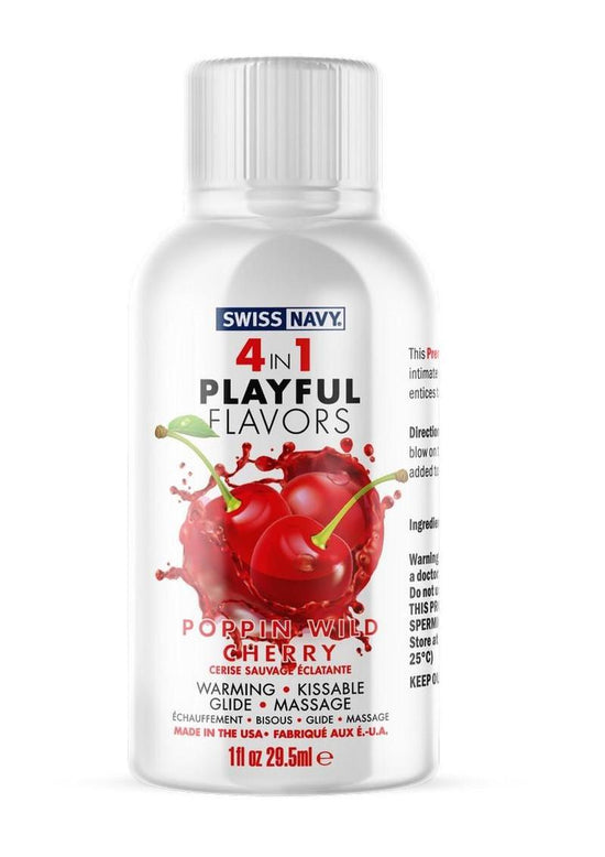 Swiss Navy 4 In 1 Flavored Lubricant 1oz - Poppin Wild Cherry