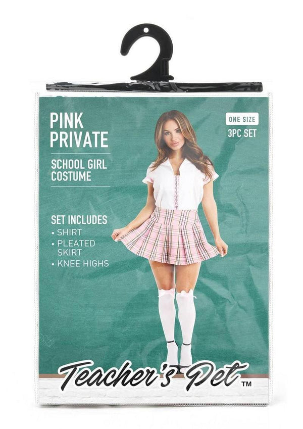 Teacher's Pet Private Schoolgirl Costume - Pink/White - One Size - 3 Piece