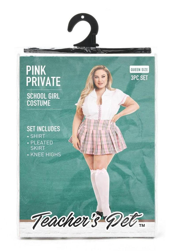 Teacher's Pet Private Schoolgirl Costume - Pink/White - Queen - 3 Piece