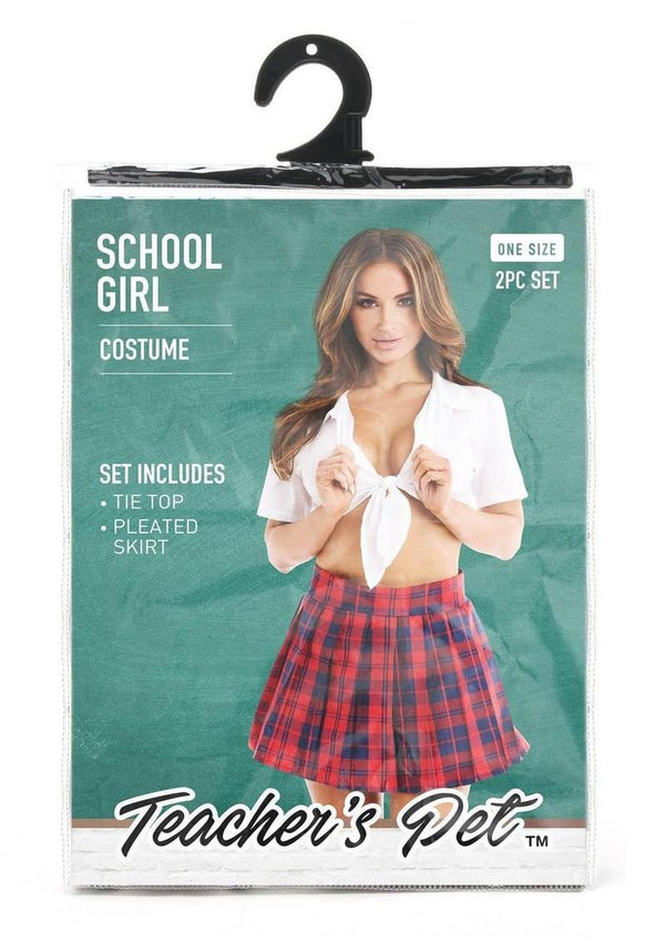 Teacher's Pet Schoolgirl Costume - Red/White - One Size - 2 Piece