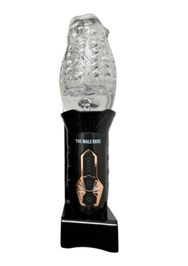 The Male Rose Rechargeable Rotating Masturbator - Black/Clear